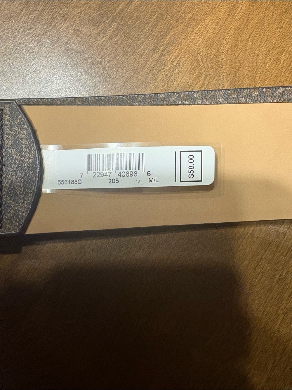 Women’s Michael Kors stretch Elastic Brown Logo-Textured Belt with Metal Buckle - Picture 4 of 11